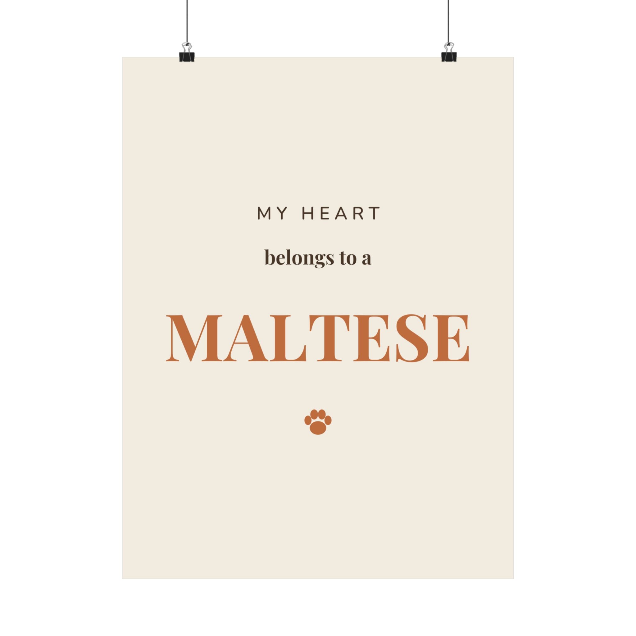 Maltese Art Print — My heart belongs to a Maltese