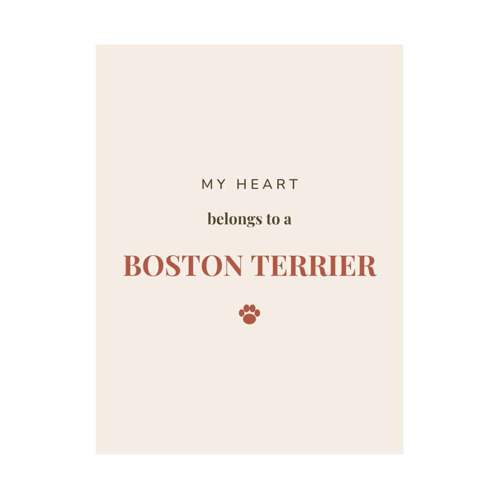 Boston Terrier Art Print — My heart belongs to a Boston Terrier