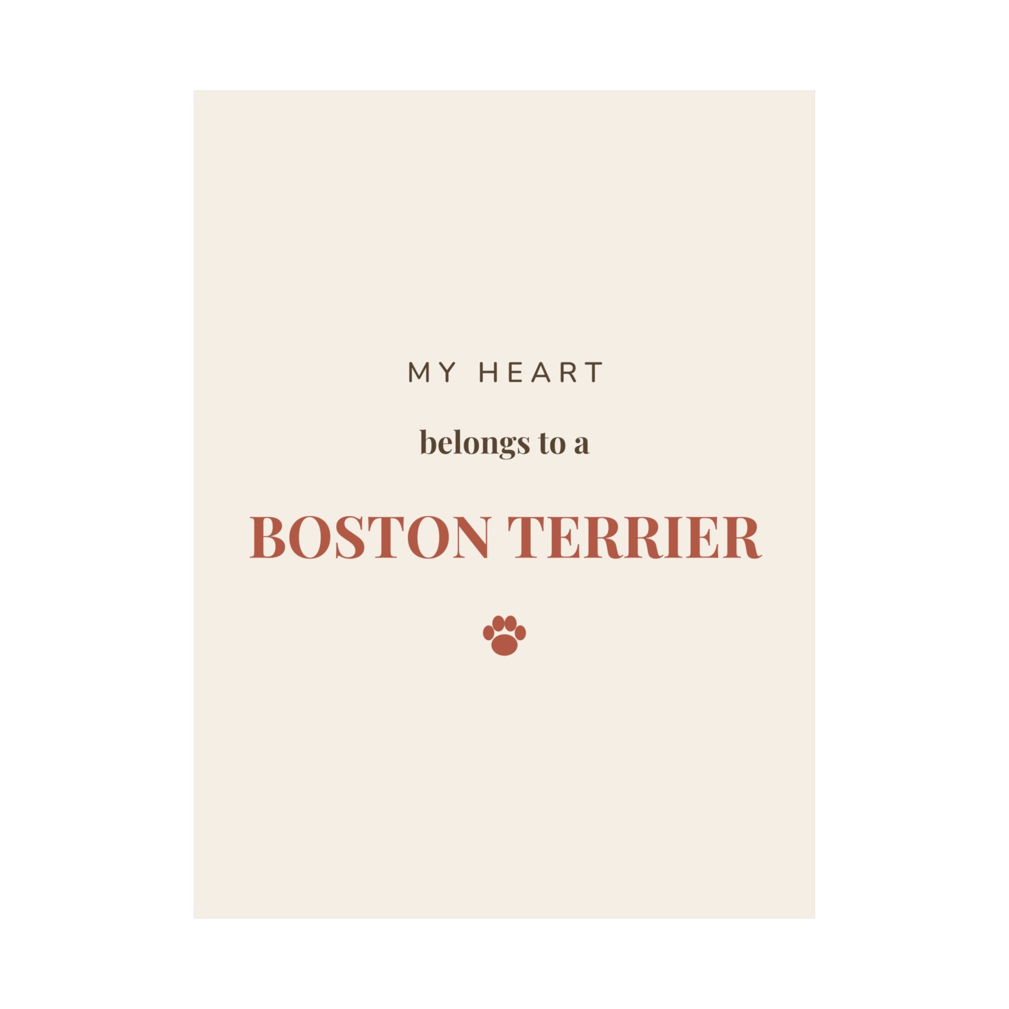 Boston Terrier Art Print — My heart belongs to a Boston Terrier