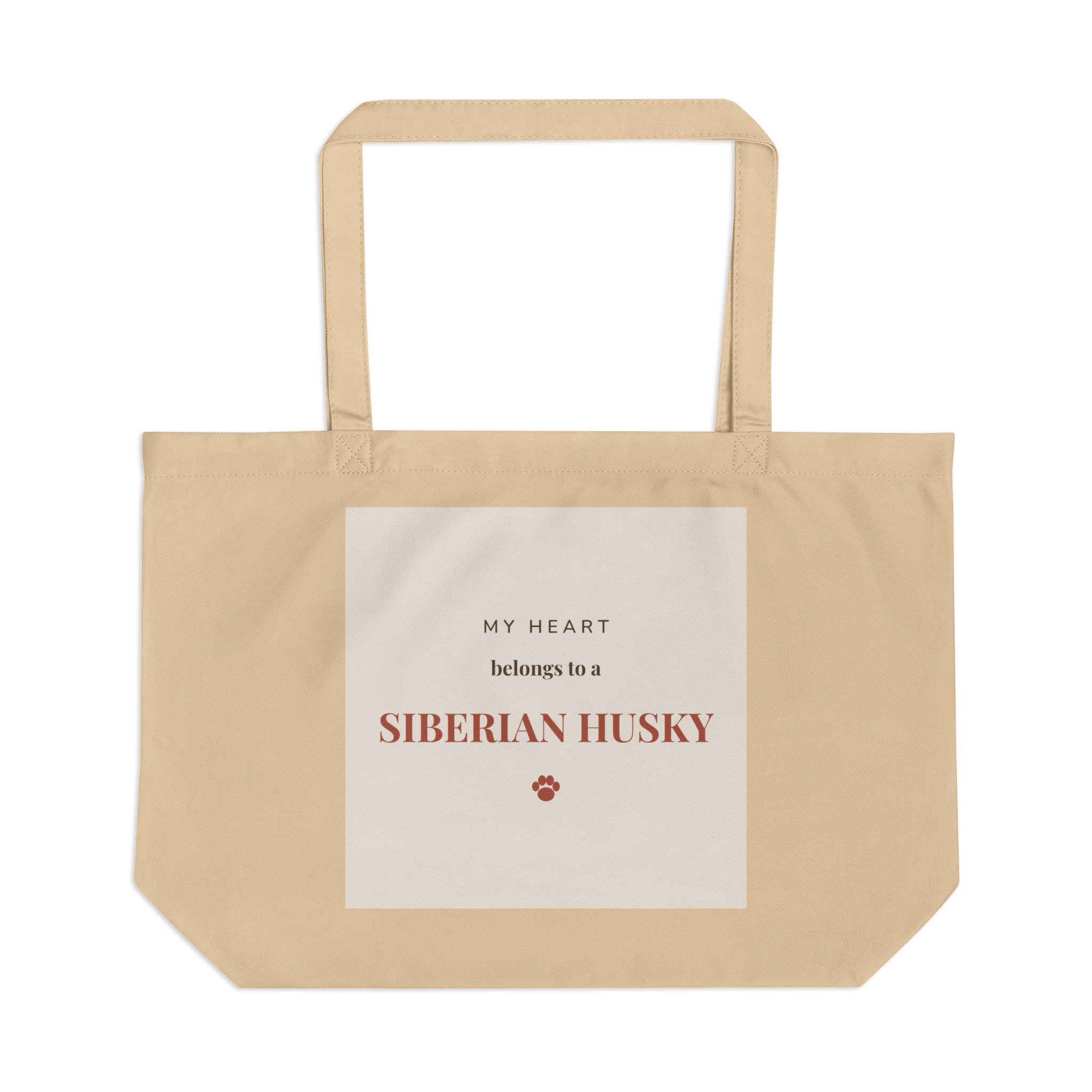 Siberian Husky Tote Bag — My heart belongs to a Siberian Husky