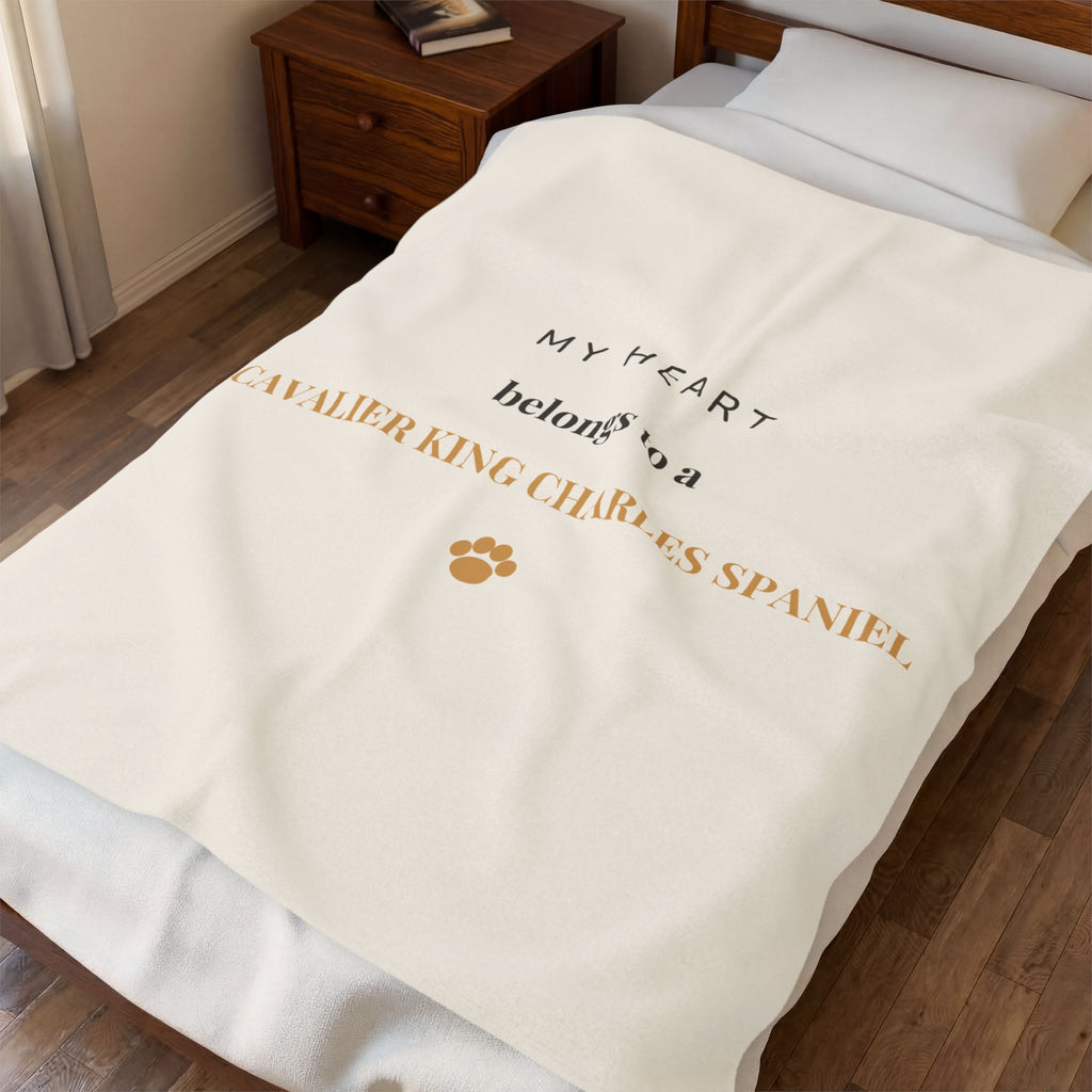 Cavalier King Charles Spaniel Cozy Blanket — My heart belongs to a Cavalier King Charles Spaniel
