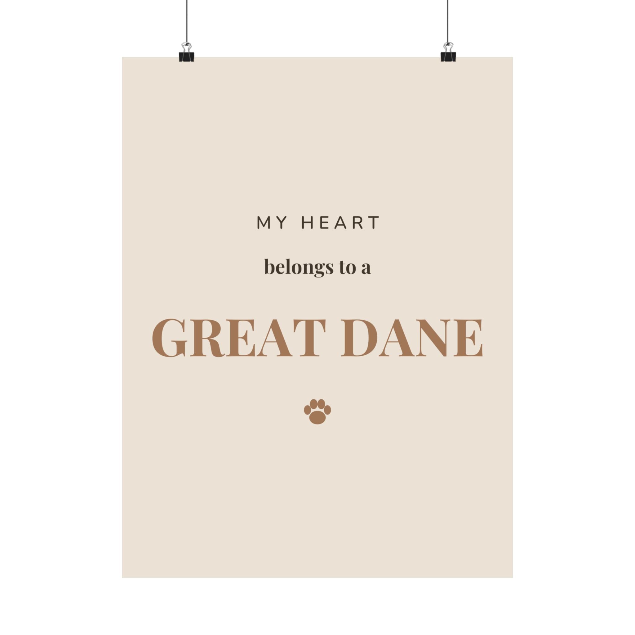 Great Dane Art Print — My heart belongs to a Great Dane