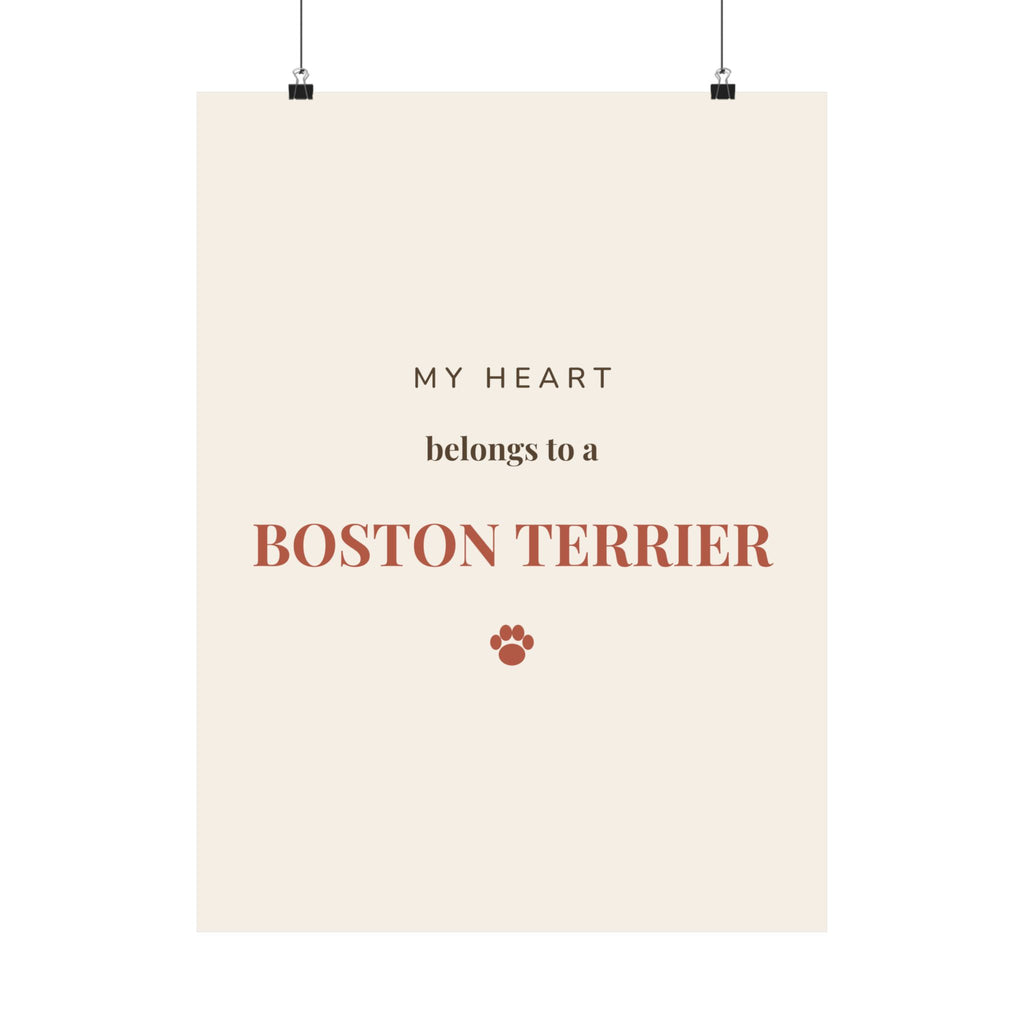Boston Terrier Art Print — My heart belongs to a Boston Terrier