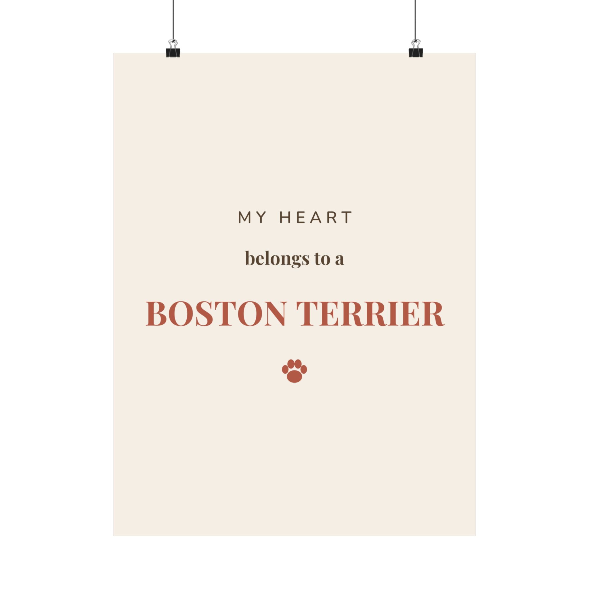 Boston Terrier Art Print — My heart belongs to a Boston Terrier