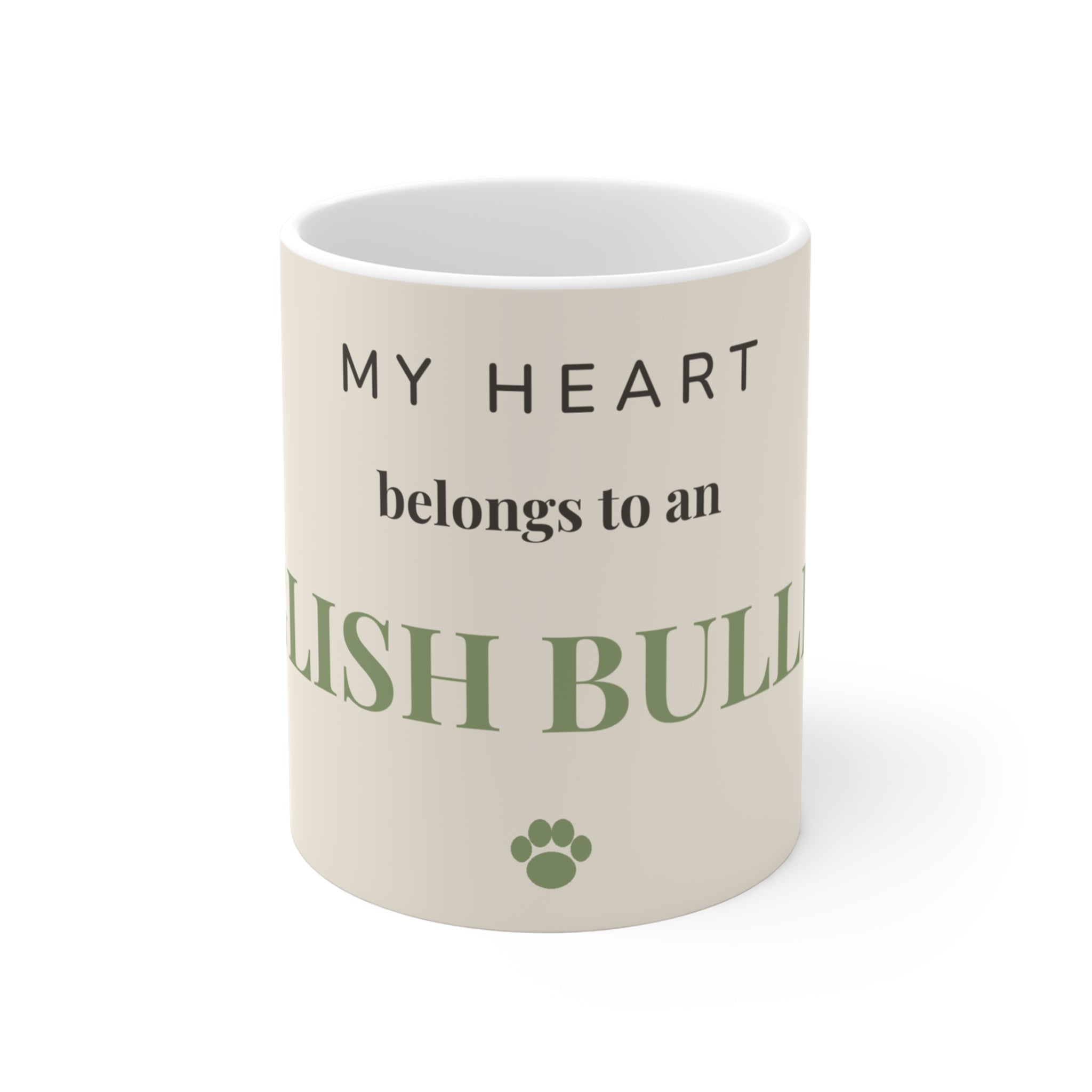 English Bulldog Mug — My heart belongs to an English Bulldog